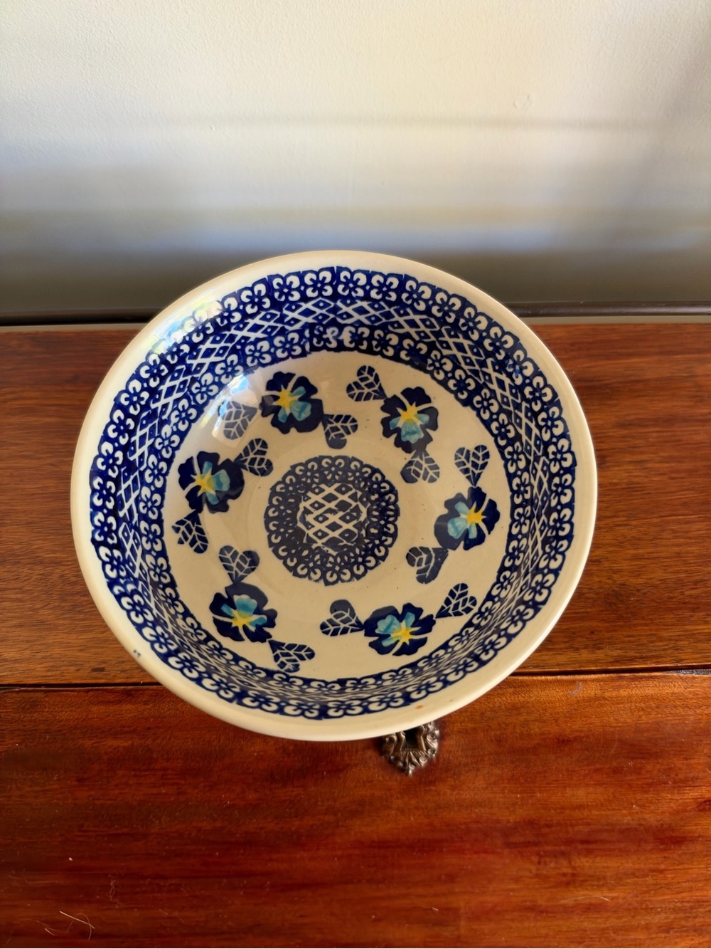Manufaktura Polish Pottery Hand Painted Bowl Floral Pattern
